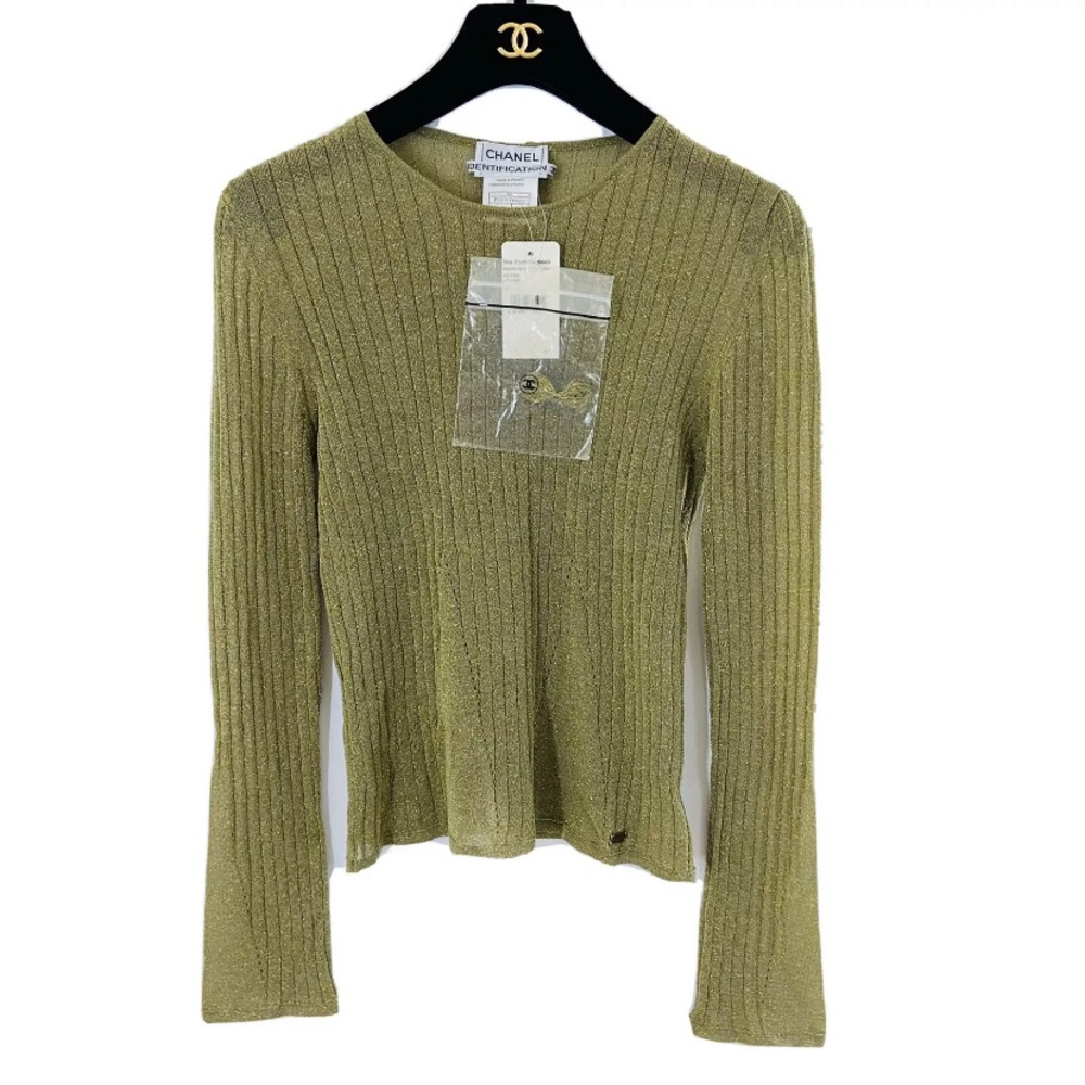 CHANEL Identification Metallic Ribbed Sweater